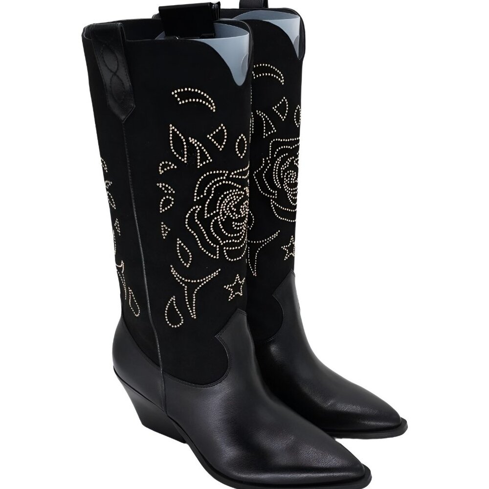 Jessica Simpson Tall Western Boots Black Gold Floral - US 9.5 M EU 40.5 - Picture 4 of 6